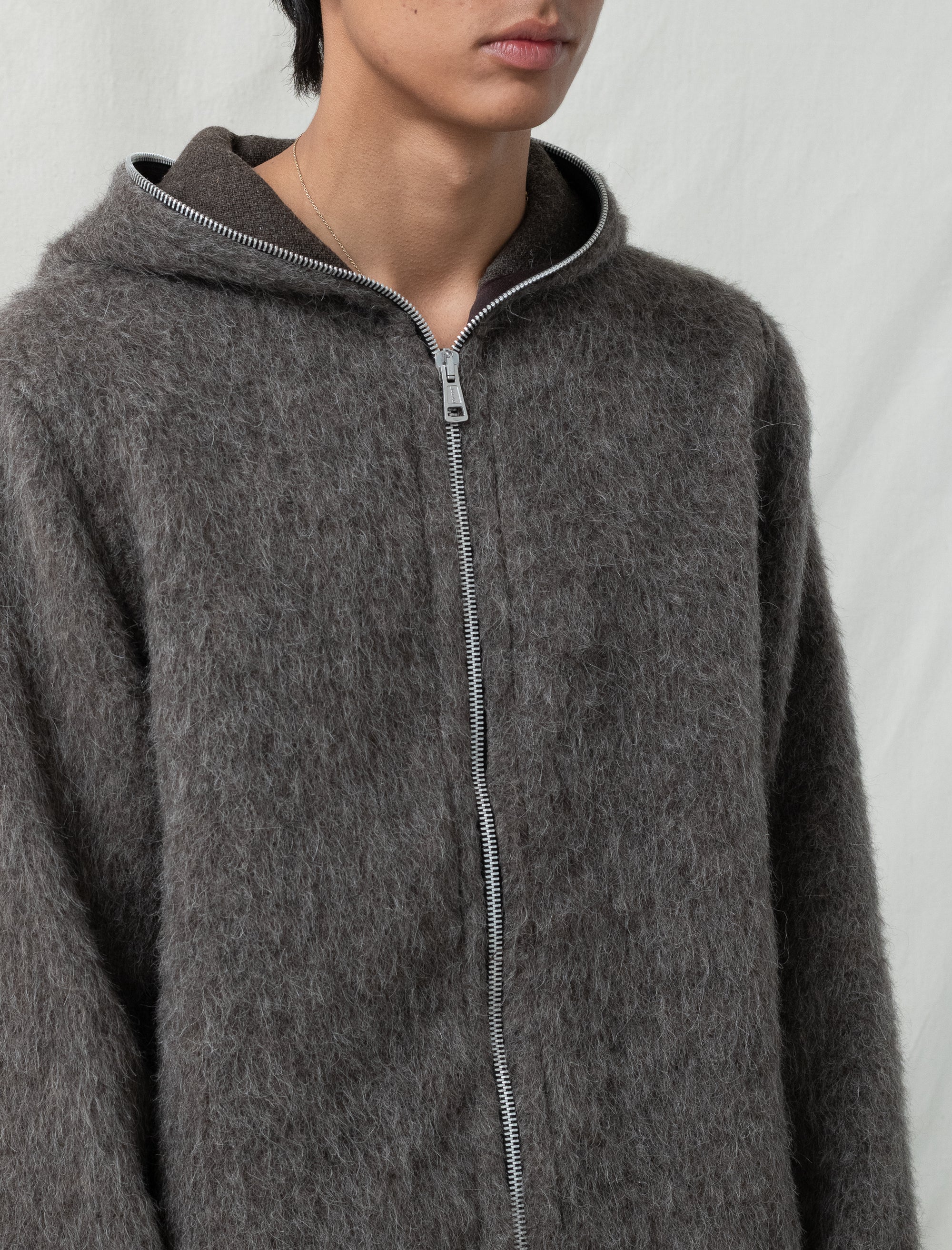 Full Zip Hood (Mole Grey Hairy Wool) - Image 4