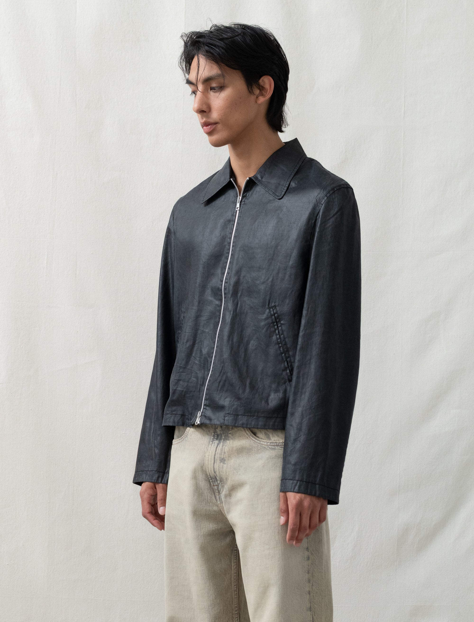 Mini Jacket Worker (Lacquer Black Mirror Tencel) - Image 4