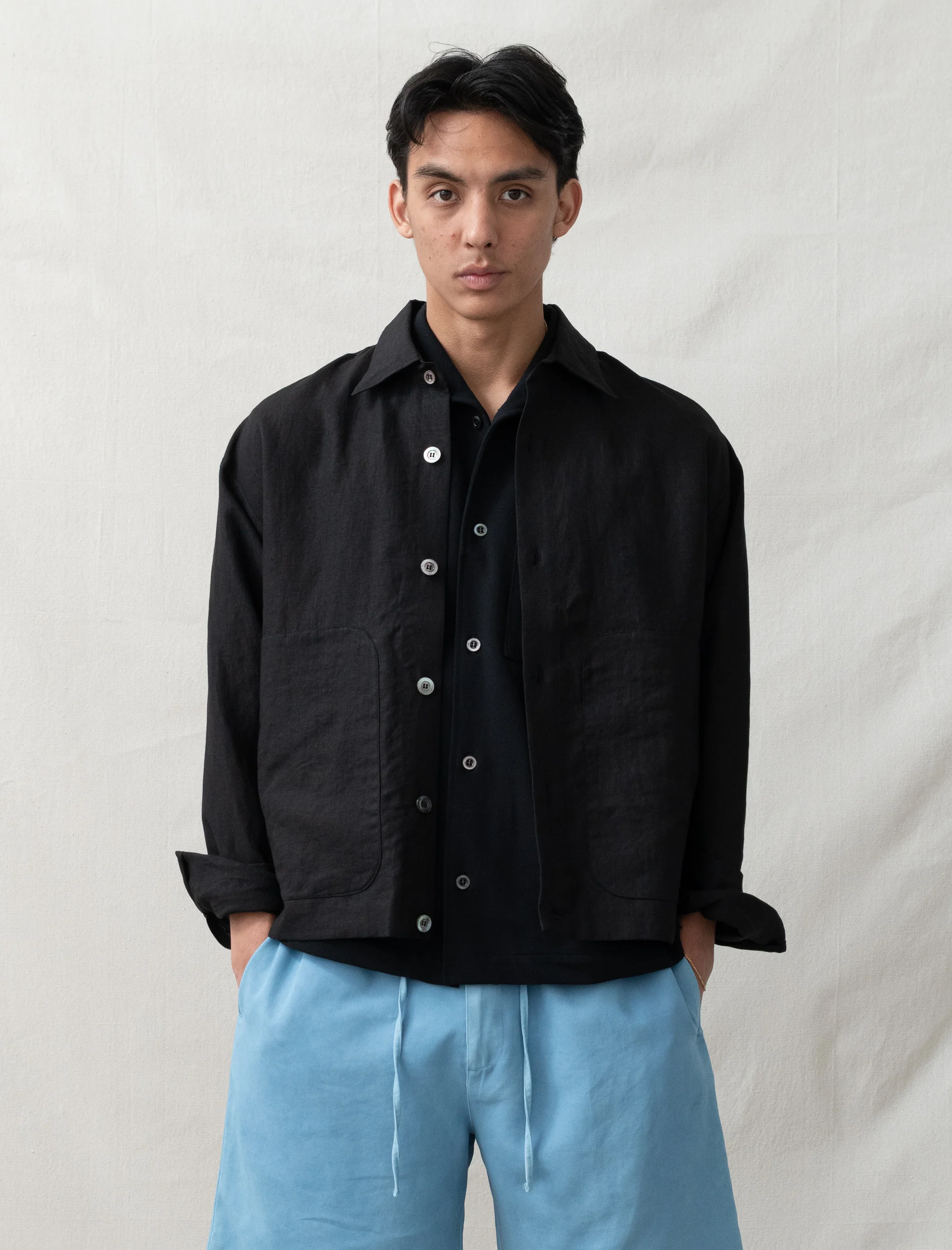 Sigma Shirt Jacket High Density Linen (Black) - Image 3
