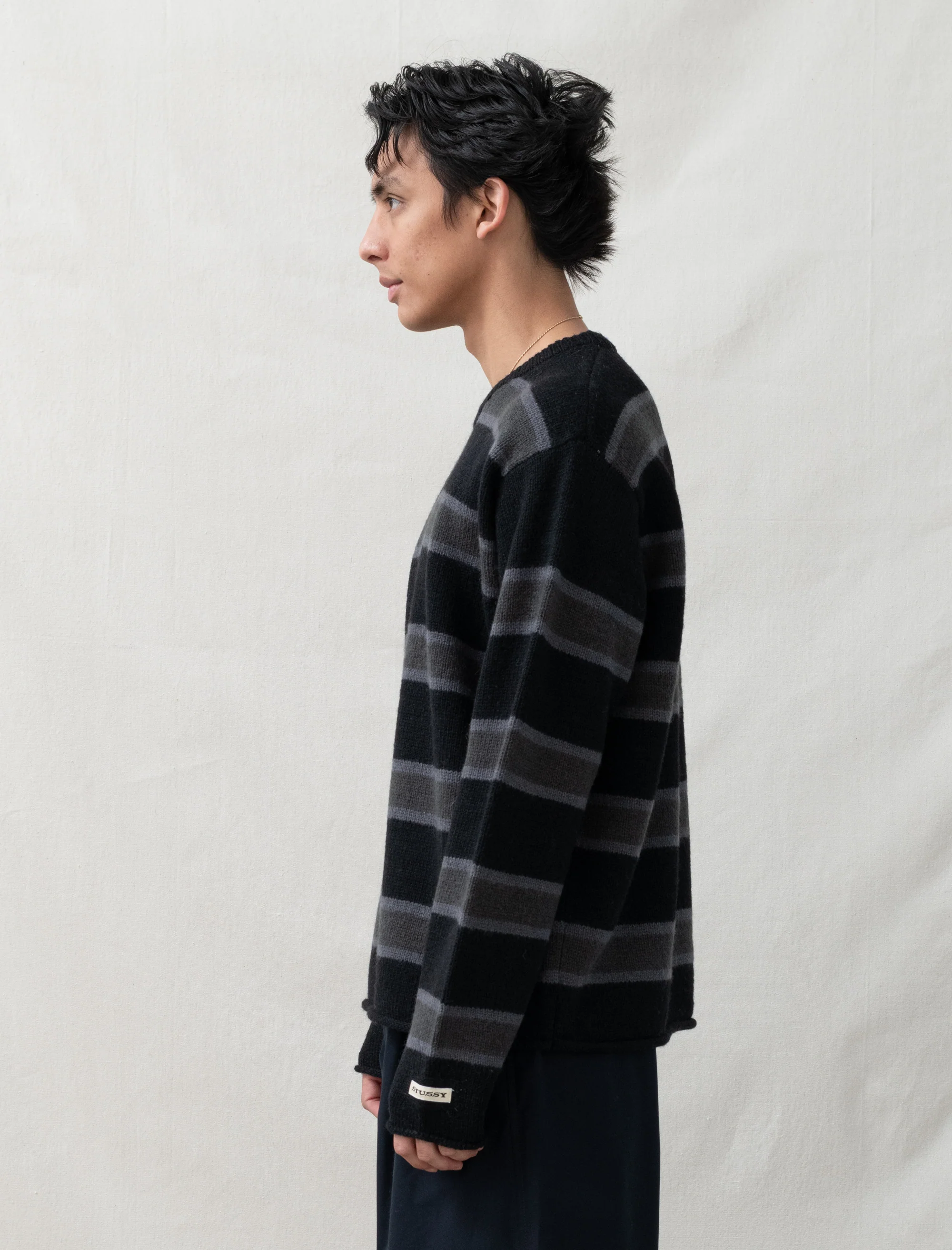 Striped Wool Sweater (Black) - Image 3